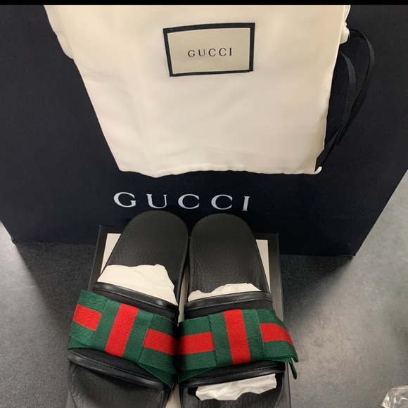 Gucci Red Green & Black Bow Slides NIB Womens - Picture 6 of 6